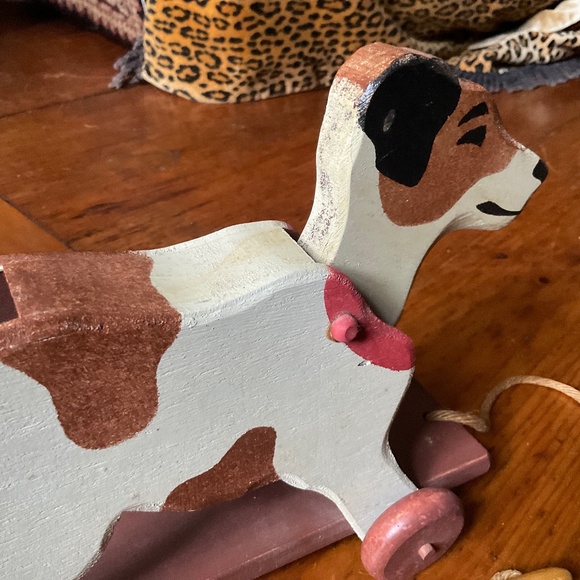 Handmade wooden pull toy of fox terrier by Heritage Toys - Picture 6 of 10